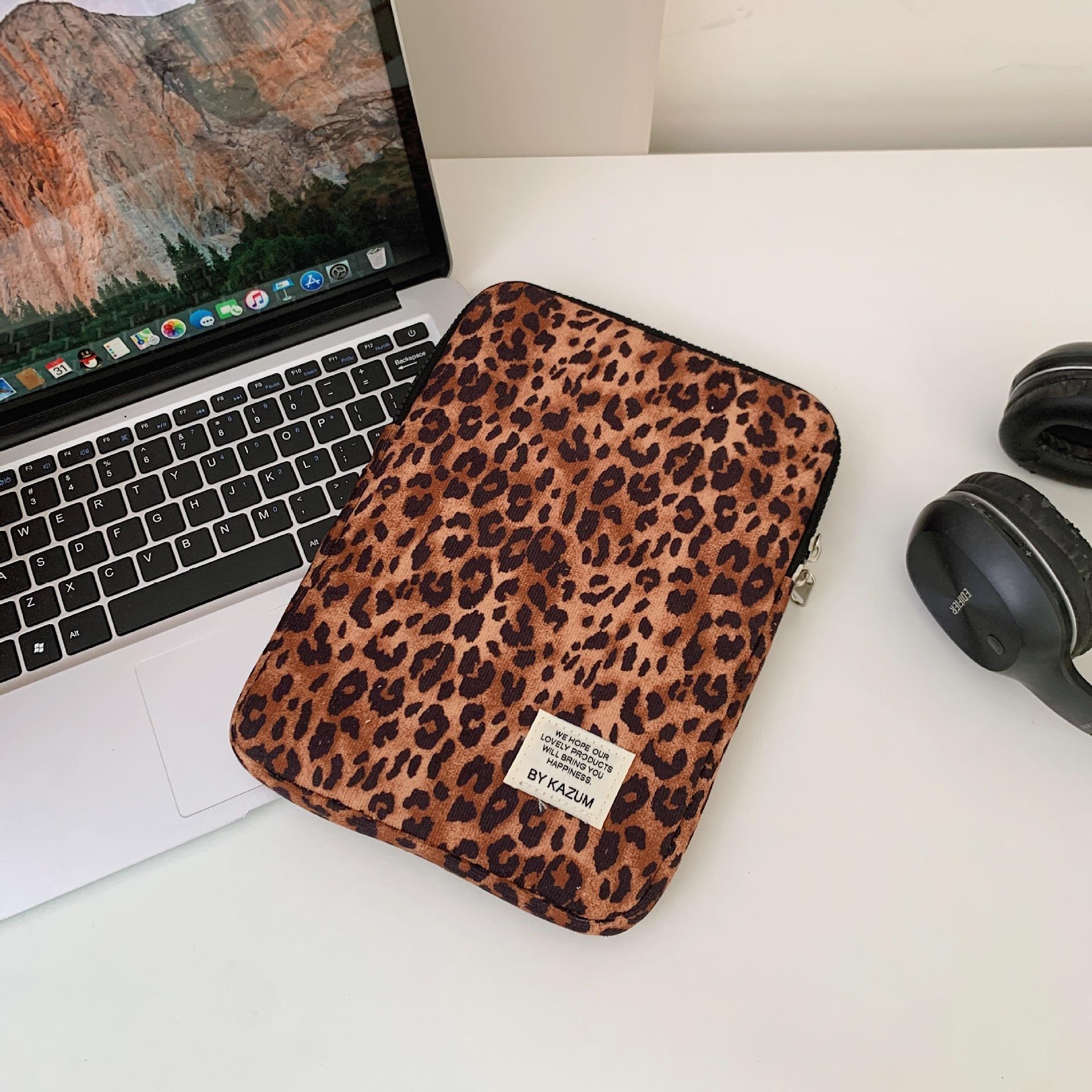 Leopard Print Laptop Sleeve For Ipad Air6 Pro11 Macbook Air13.3 13.6 Pro14 15 Dell Huawei Samsung 15.6 16 Inch Shockproof Bag