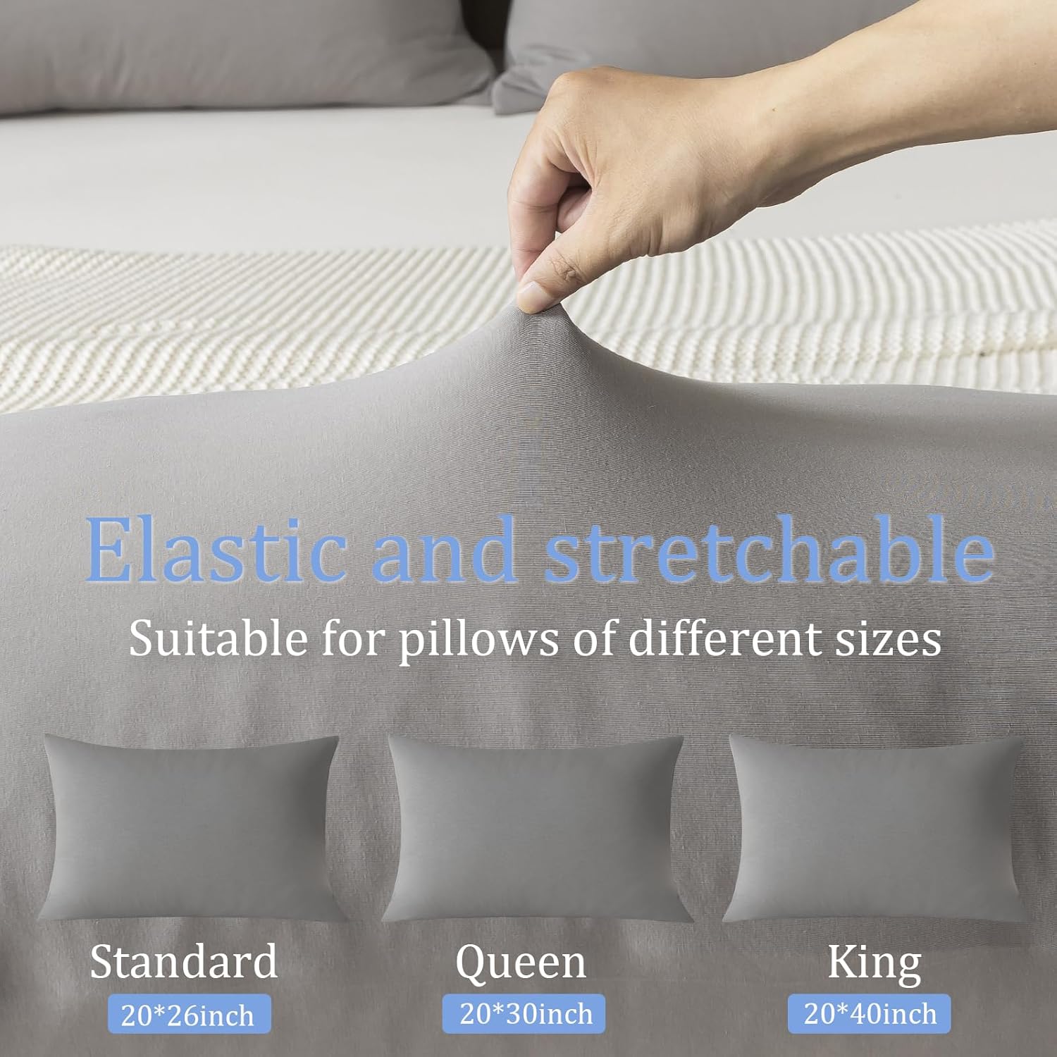 Jersey Knit Pillowcases Set of 2,  Cotton Bed Pillow Cases  Size with Zipper, Soft and Breathable, 20x40 inches Dark Grey