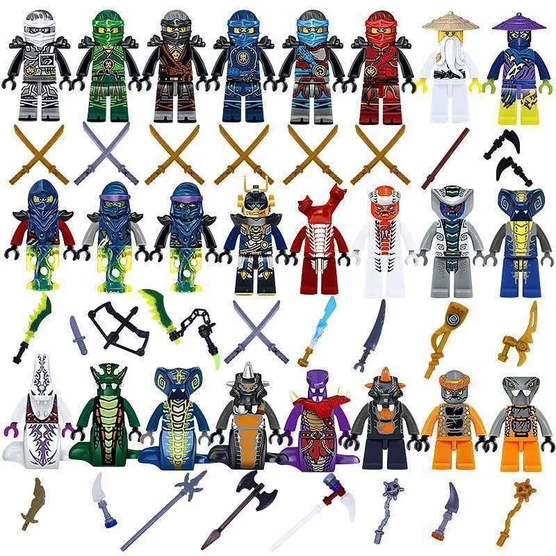 2026 hot item 24pcs Ninja Set Mini Toy Doll Figure Ghost Evil Pythor Chop'rai Mezmo Motorcycle Jay Cole Kai Zane Lloyd Building Block Toy Turtles