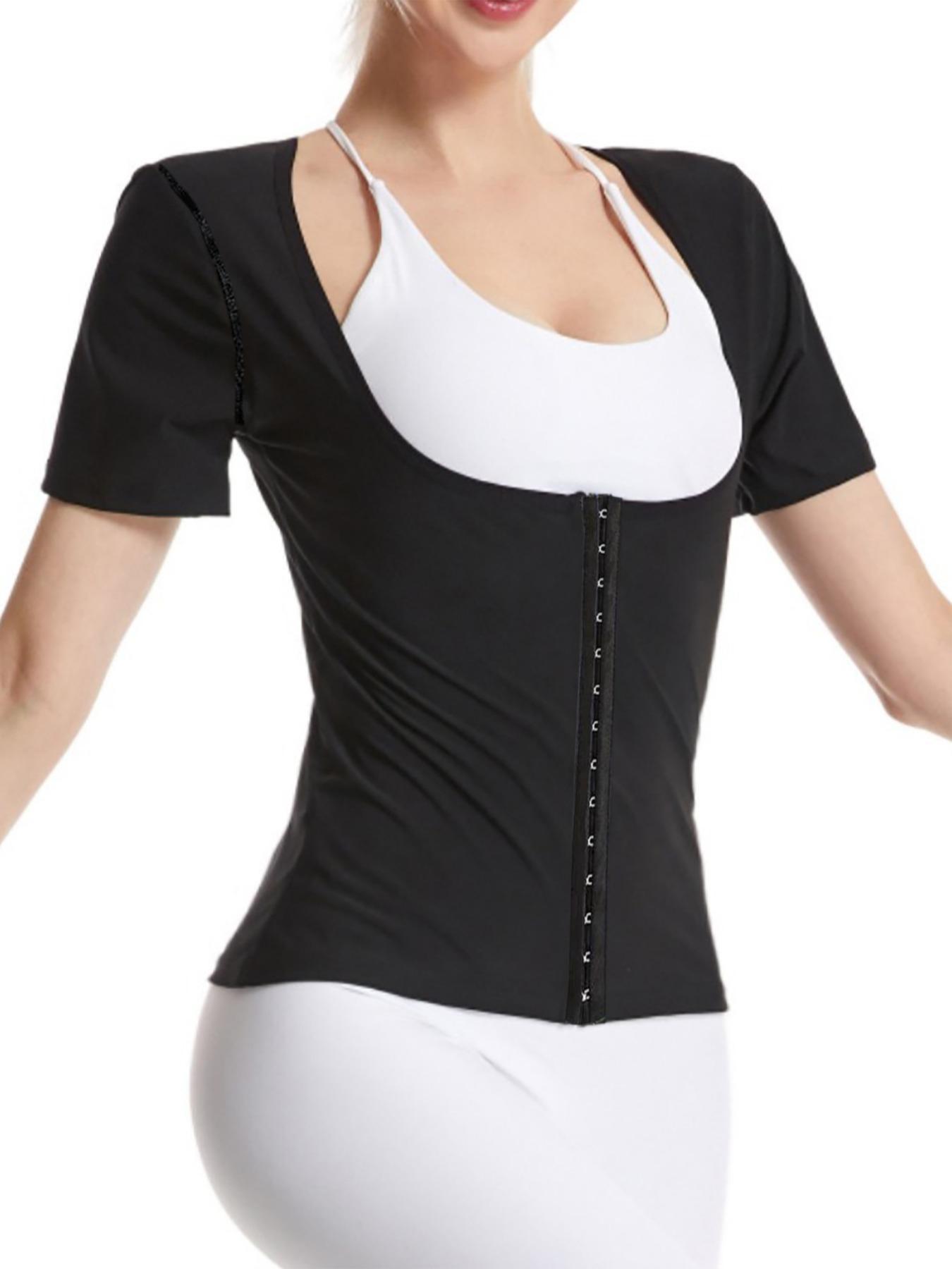 Female Sweat Break Buckle Chest Support Short Sleeve Adjustable Sports Top Casual Sporty Top Sauna Running Clothes Compression Clothes Sports Clothes Yoga Clothes Running Clothes Minimalist Compression Tops Mother's Day Valentine's Day Gift