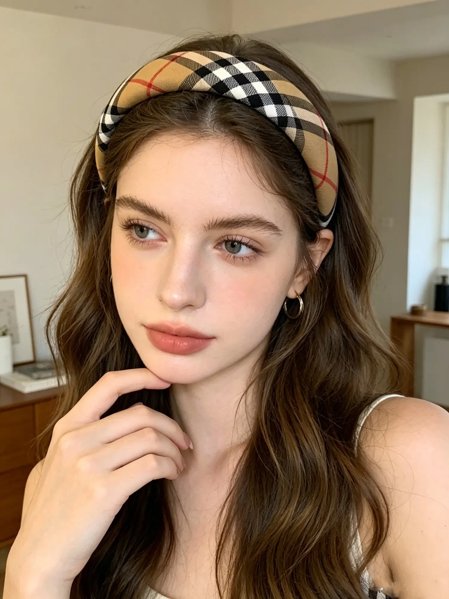British Style Plaid Hair Accessories, Thick Sponge Head Bands, European Classic Grid Fabric Daily Headwrap, Chic Headbands, Hairbands, Fashion Headband
