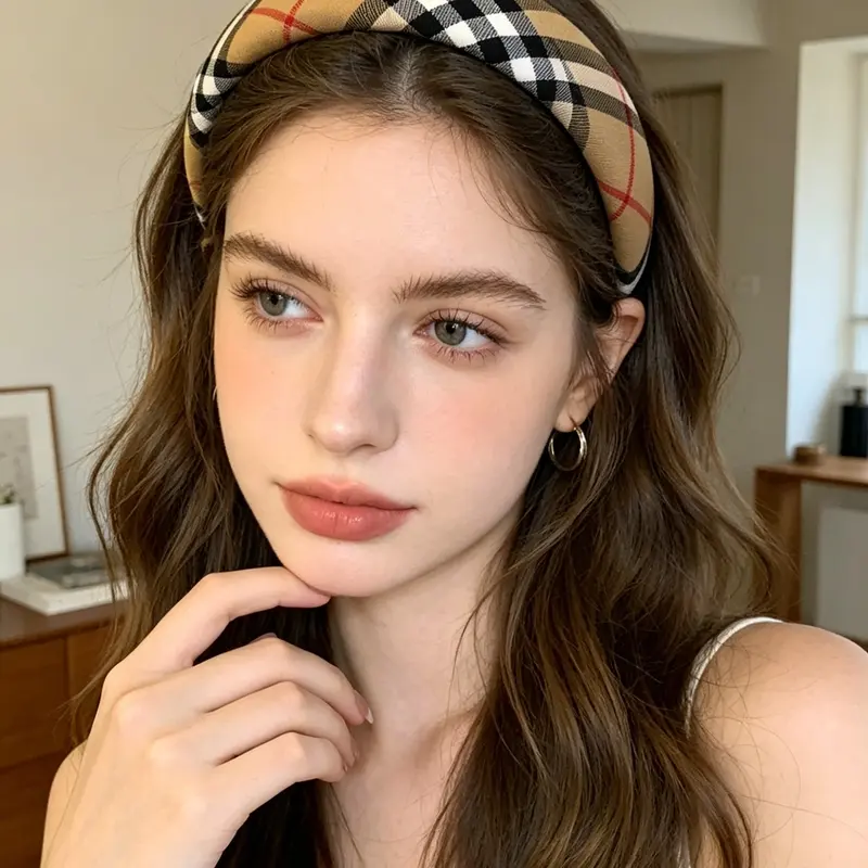 British Style Plaid Hair Accessories, Thick Sponge Head Bands, European Classic Grid Fabric Daily Headwrap, Chic Headbands, Hairbands, Fashion Headband