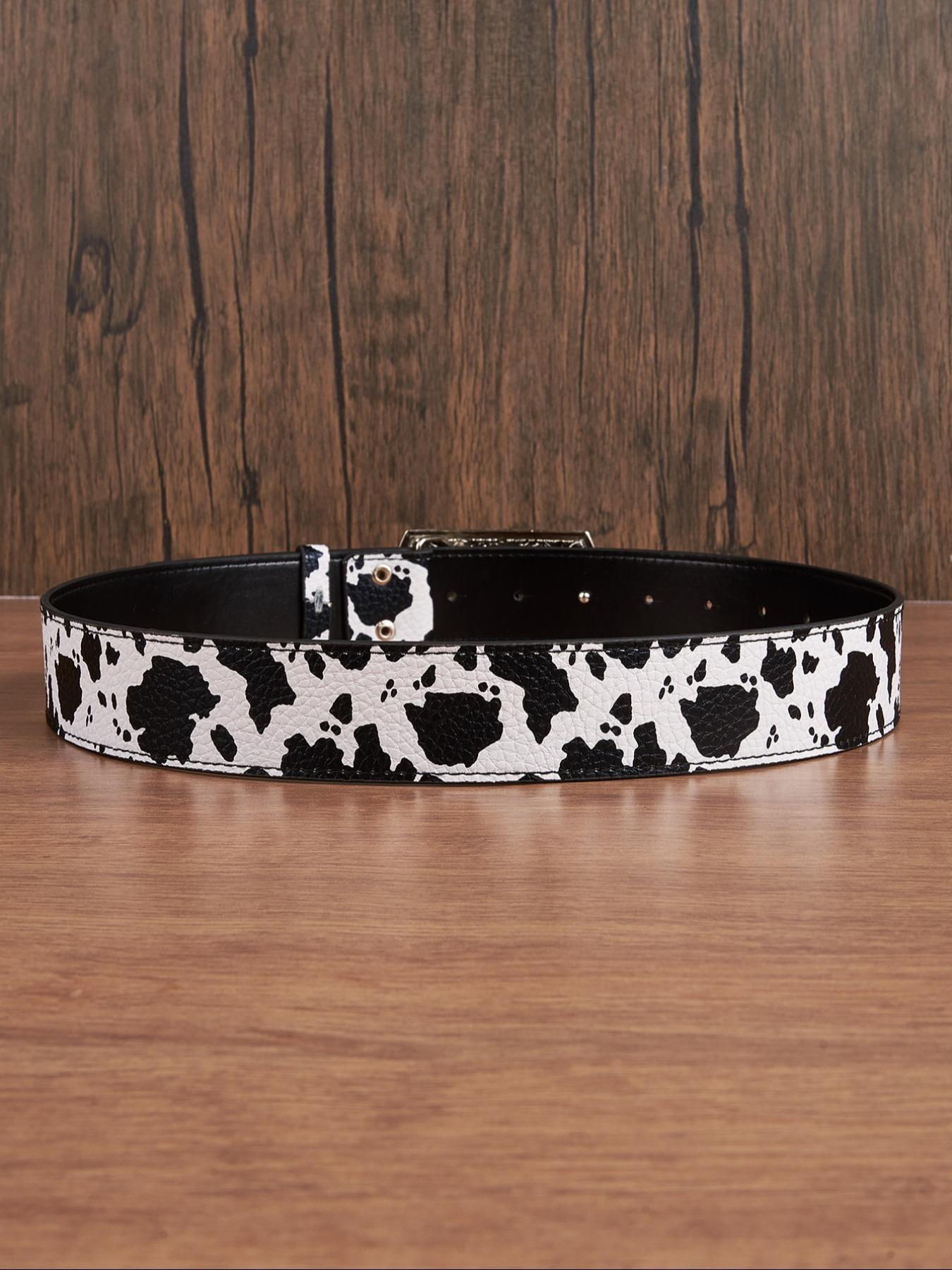 Women's Cow Pattern Metal Buckle Belt, Fashionable Bull Decor Western Belt for Jeans & Dress, Casual Waistband for Daily Use