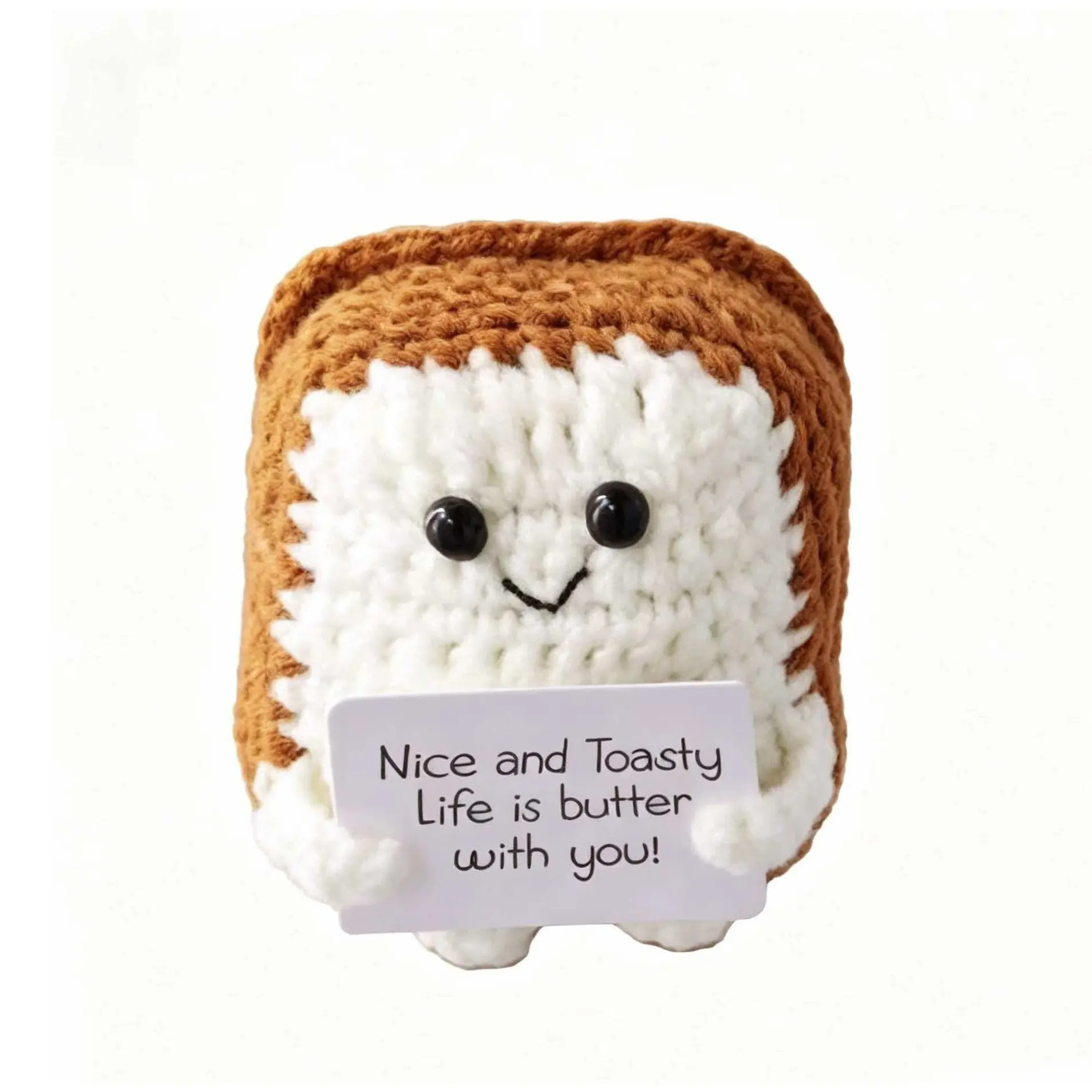 1pc A Mini, Adorable Crochet Amigurumi Toast-Shaped Gift That Can Serve As An Office Desk Decoration, A Positive And Uplifting Toy, And A Perfect Present for Kids, Friends, Parties, And Christmas Decorations.