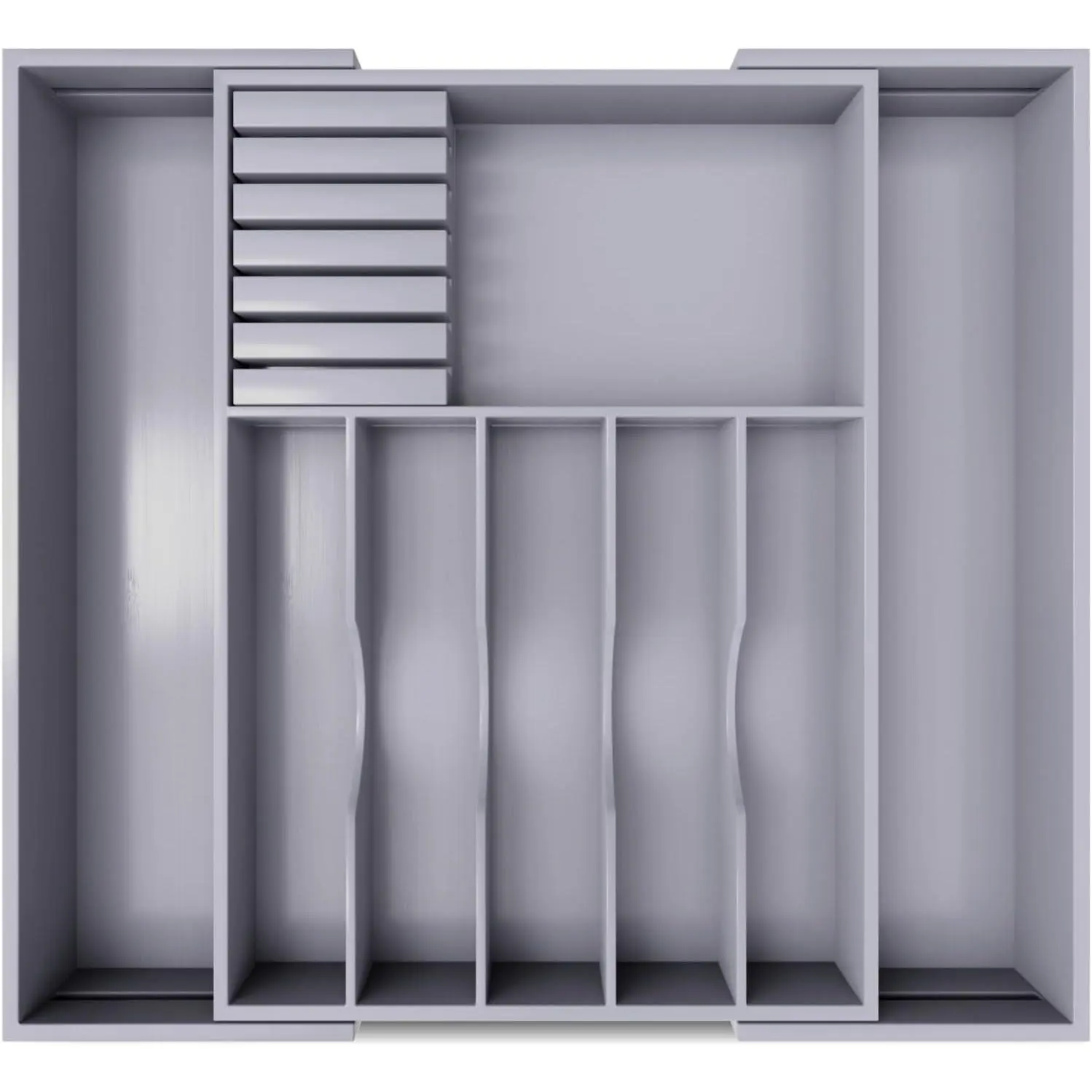 Premium Expandable Kitchen Drawer Organizer - 100% Bamboo Organizer Tray - Great for Silverware, Large Utensils, Flatware, Cutlery - 8 Compartments with Knife Block - Perfectly Fits Your Drawers