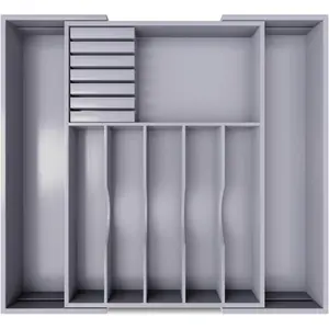 Premium Expandable Kitchen Drawer Organizer - 100% Bamboo Organizer Tray - Great for Silverware, Large Utensils, Flatware, Cutlery - 8 Compartments with Knife Block - Perfectly Fits Your Drawers