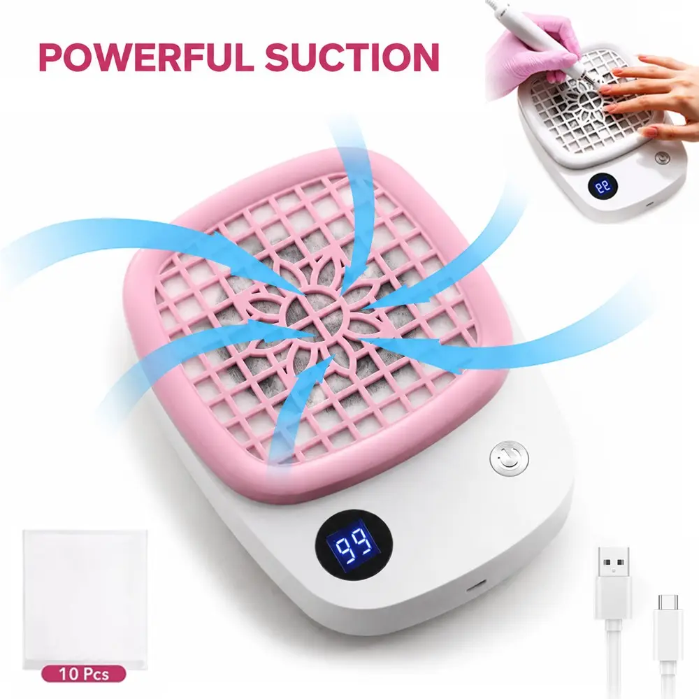 Nail Dust Collector, Professional Nail Dust Vacuum, Rechargeable Design, Portable Nail Dust Collector, Suitable for Nail Salons and Home Use