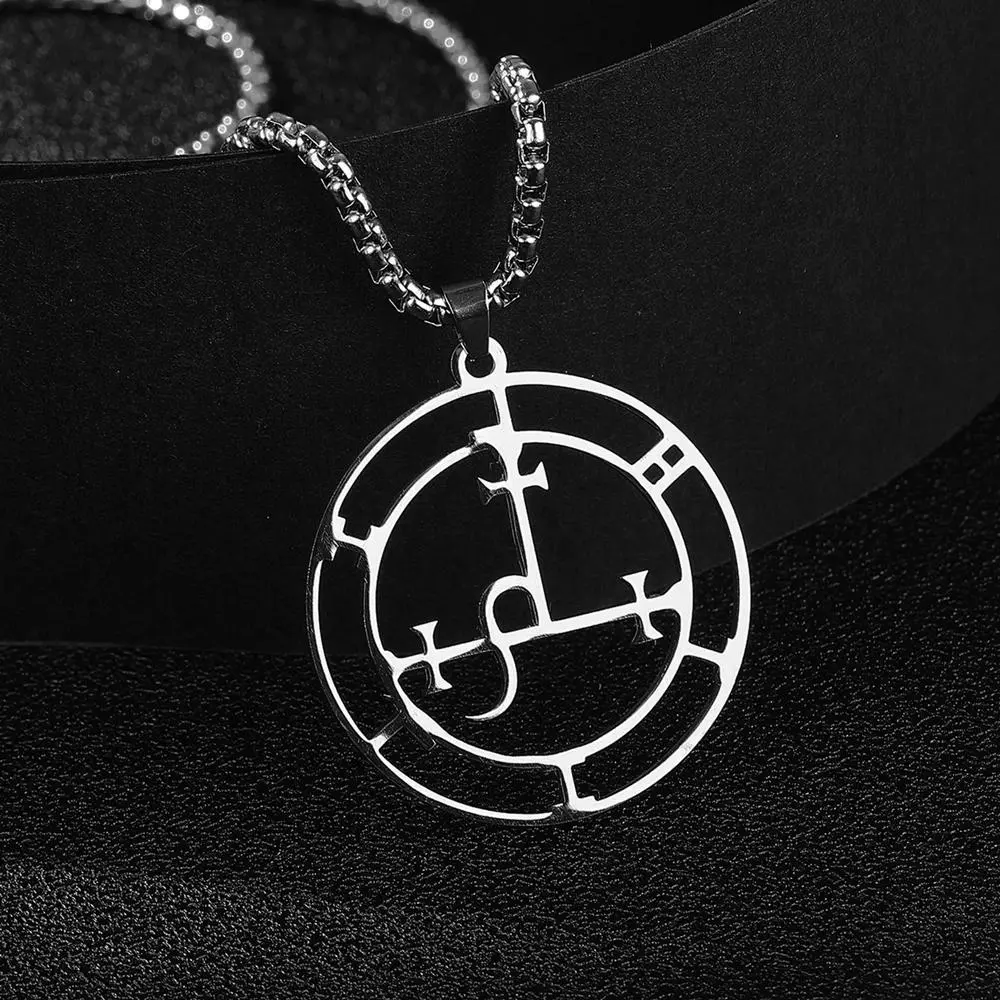 LIKGREAT Stainless Steel Demon Seal Necklace Sigil of Lilith Solomon Magic Pendant Satan Men Necklaces Jewery Kabbalah Amulet