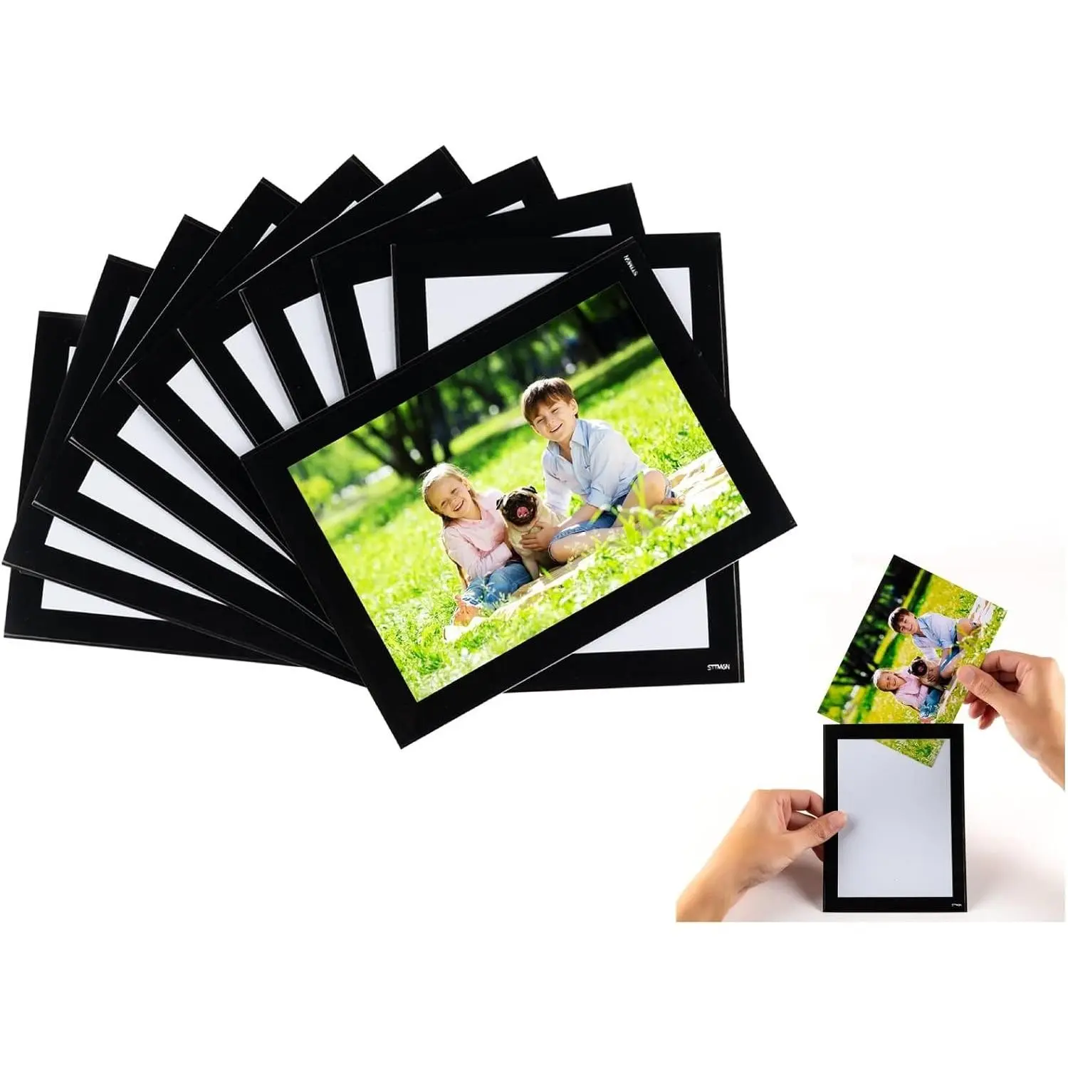 10-Pack 4"x6" Plastic PVC Double Open Magnetic Picture Frames, Bulk Pack Magnet Photo Pocket Postcard Holder for Home, Kitchen Decor Photo Display