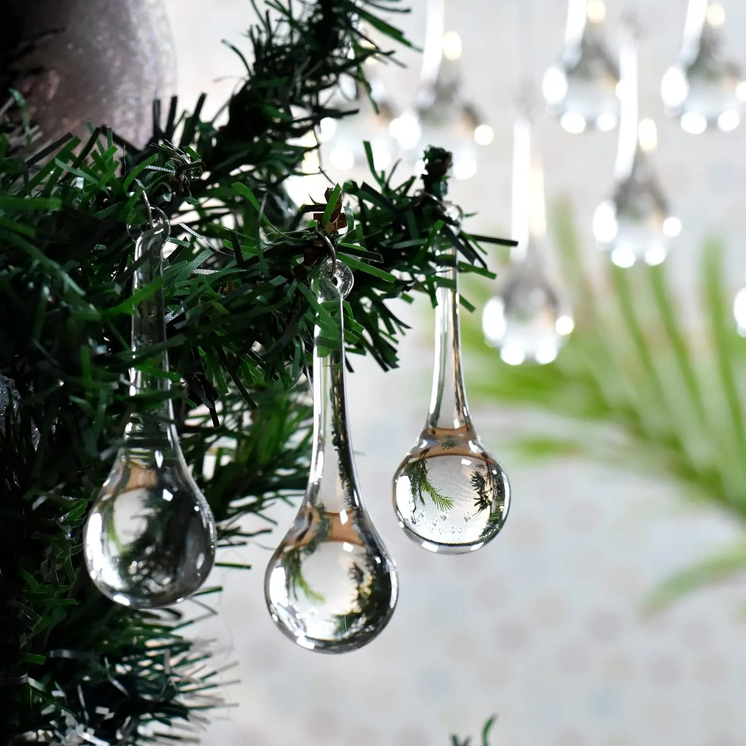 20 count Clear Glass Teardrop Christmas Ornaments  Décor