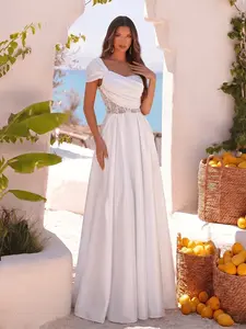 Women's One-Shoulder Sequin Lace Satin Maxi Dress, Elegant Evening Gown, Perfect for Parties and Weddings, Fashionable Formal Attire