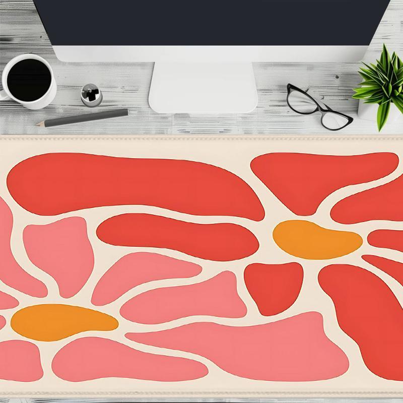 Abstract Flower Pattern Mouse Pad, Geometric Pattern Large Mouse Pad, Natural Rubber Non-slip Keyboard Pad, Desk Mat for Office Home, Desk Accessories