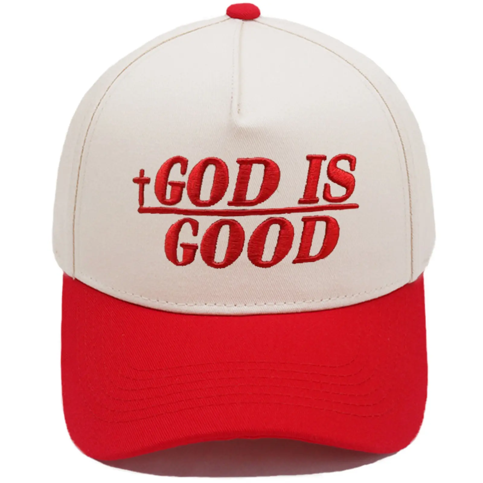 Christian Cross God Is Good Baseball Cap for Women Men Retro Embroidered Trucker Hat Faith Gift Sun Visor for Church 4th of July Summer Daily Travel