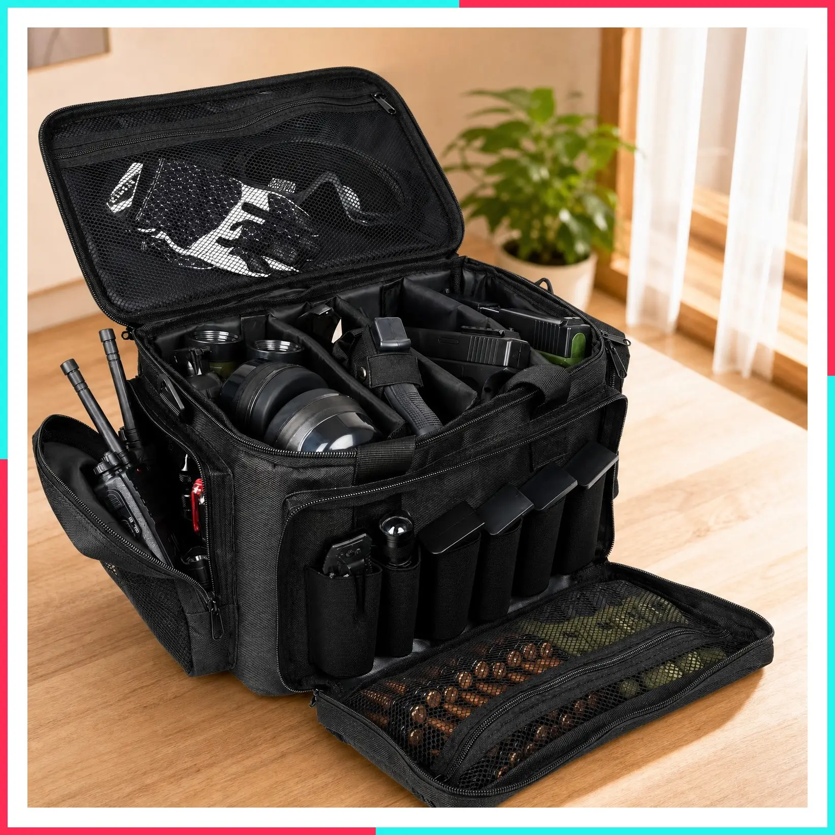 Tactical Gun Range Bag for Handguns & Ammo, Lockable Pistol Case
