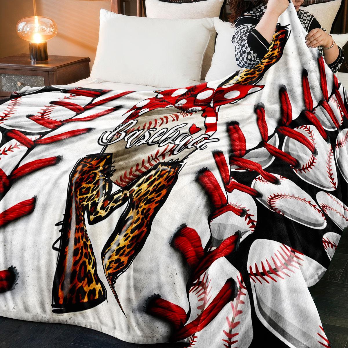 Baseball & Letter Pattern Blanket, 1 Count Soft Comfortable Warm Throw, Air-conditioned Room Blanket, Warm Nap Blanket for Home & Office, Soft Comfy Blanket