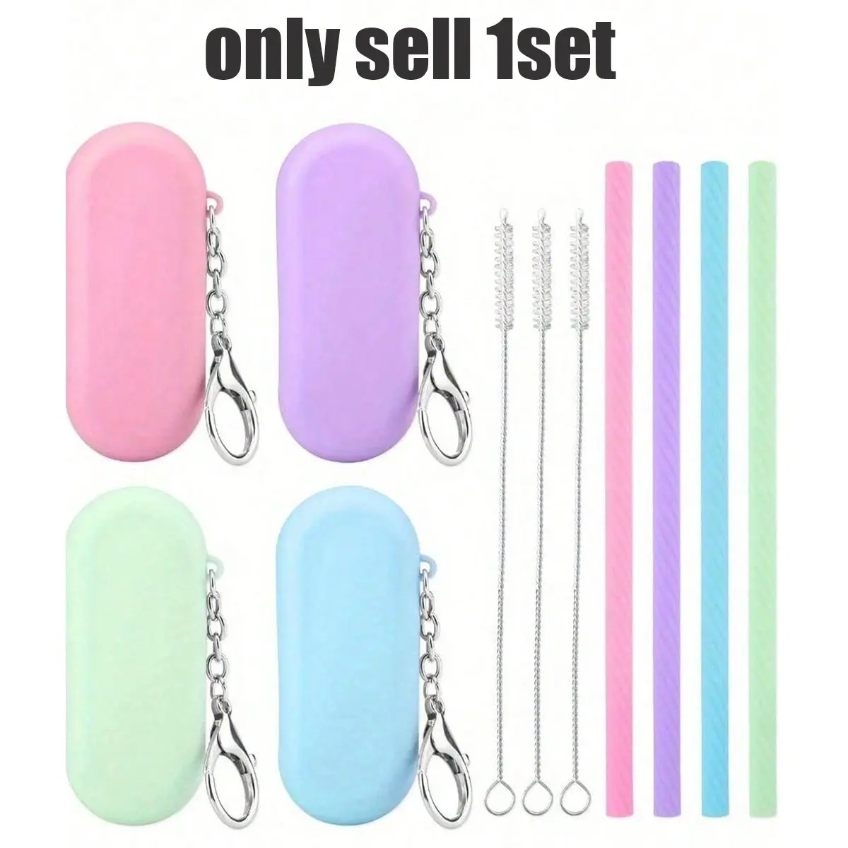 3-Piece Reusable Silicone Straw Set with Storage Box, Foldable Portable Drinking Straws for Travel and Parties, Eco-Friendly Design