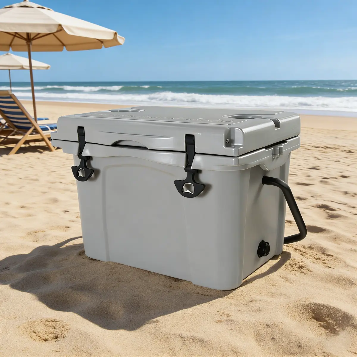 25QT Heavy-Duty Rotomolded Cooler, 25qt Capacity Ice Retentive Portable Ice Chest with 5-7 Day Retention, Ergo Handle, Bottle Opener, Ruler & V-Drain for Camping, Fishing, Portable Lunch Solutions, Functional, Outdoor Sport