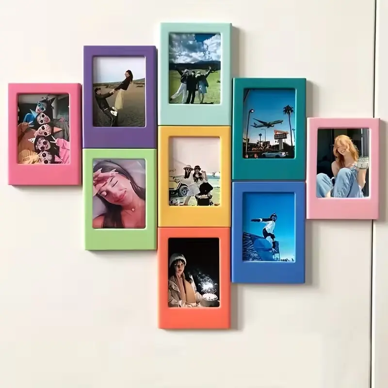 10pcs Boho Oblong Plastic Magnetic Photo Frame, 3 Inch Horizontal, for Fujifilm Instax, Decorative Gift for Home & Office