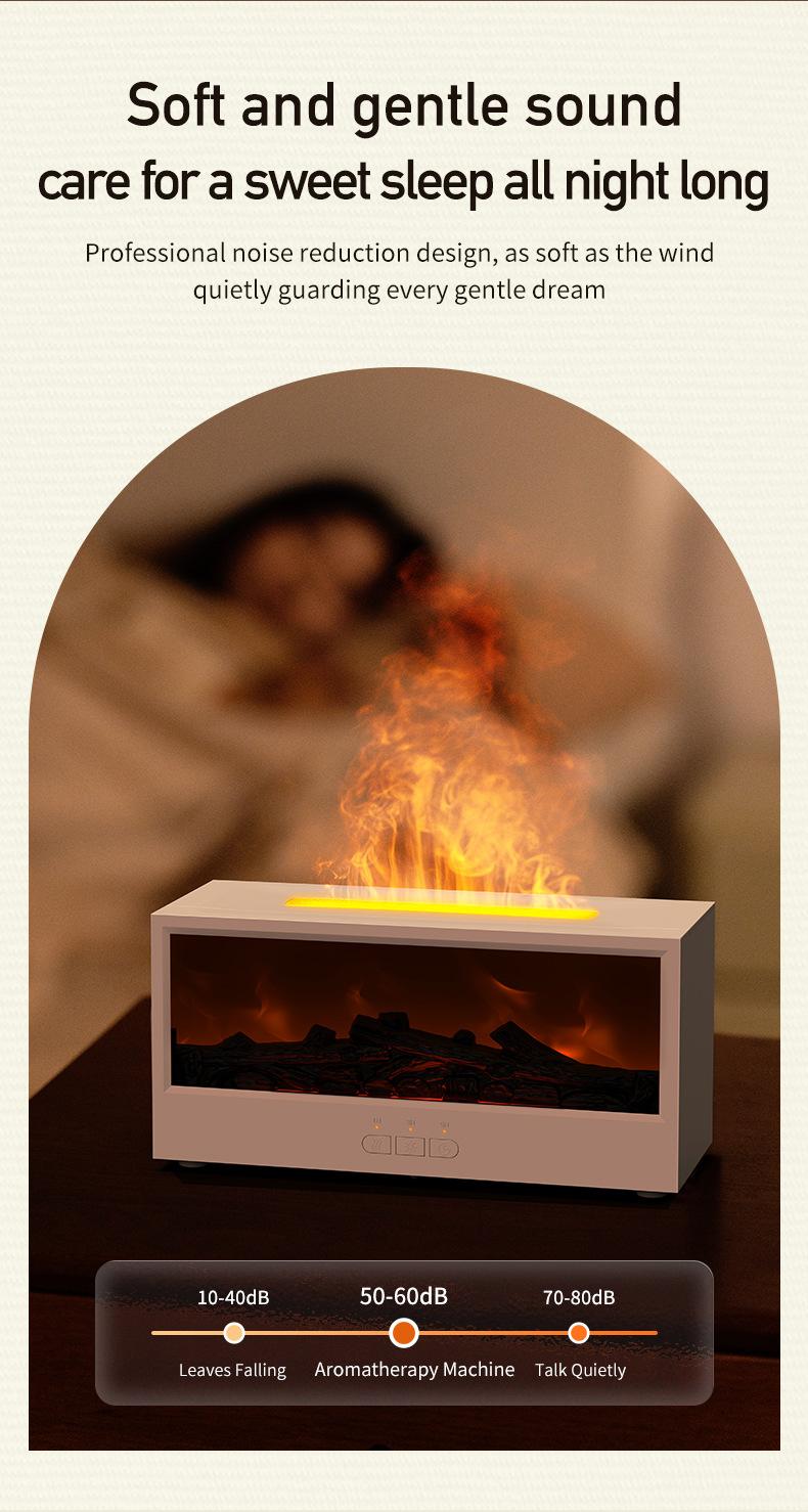USB Flame Diffuser Humidifier - Realistic Fireplace Glow, Ultra-Quiet Mist, Relaxing Night Light, Home Decor Gift