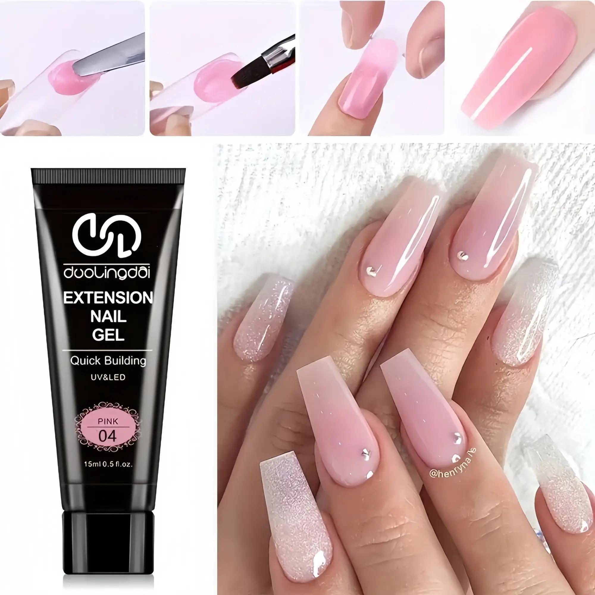 Professional Poly Gel Nail Kit, 1 Set 6-Color Poly Nail Gel Set with UV Lamp for Nail Extensions, Beginner-Friendly Gift Set for Women
