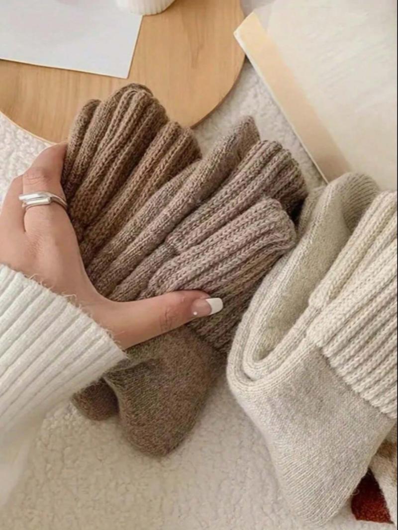 5 Pairs Women's Solid Mid-calf Socks, Casual Soft Comfy Warm Socks for Spring, Women's Socks for Daily Wear