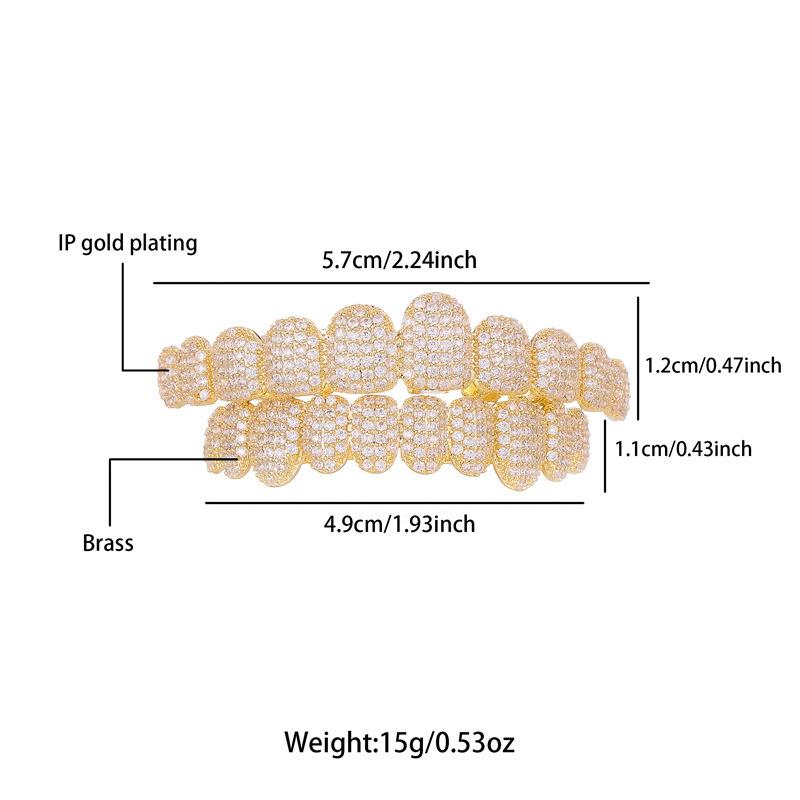 Iced Out Hip Hop Grillz - 18K Gold Plated 10-Tooth Full Set, Luxury Dental Jewelry for Rappers and Party Vibe Oral Retainer Brace