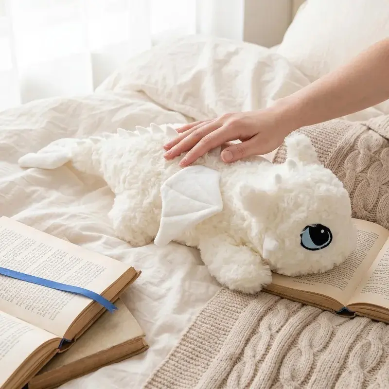 Cute White Dragon Theme Soft Plush Body Pillow, Large Cartoon Stuffed Doll Cushion, Anime Decor & Gift for Stuffed Toy Enthusiasts