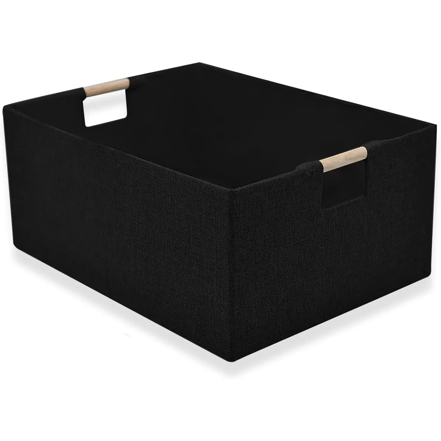 Fabric Storage Basket for Shelves, Collapsible Storage Bins with  Handles, Rectangle Closet Baskets, Wardrobe Organiser, for Sorting Clothes, Family Items (Black) (1)