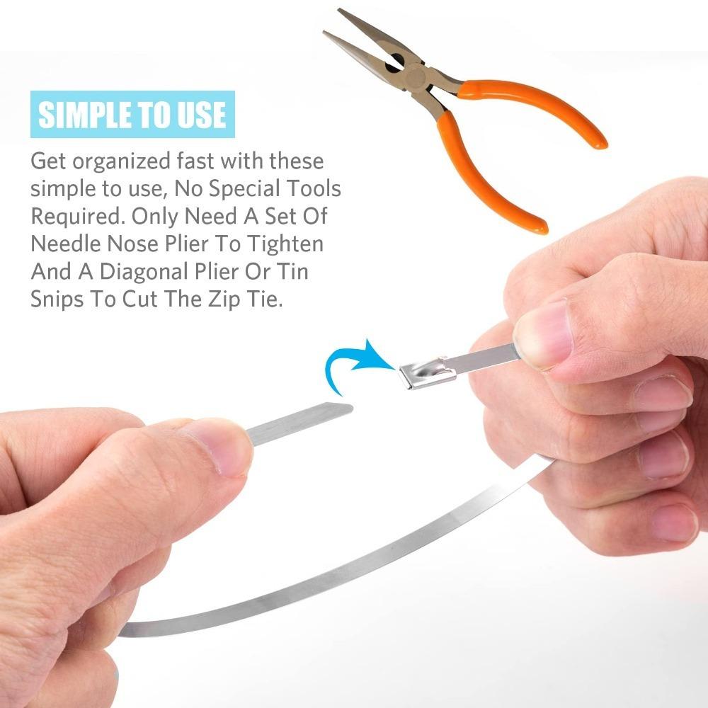 150 Pcs Metal Zip Ties Set, Multifunctional Cable Zip Ties, Stainless Stee Metal Zip Ties, Suitable for Outdoor Chain Link Fence and Exhaust Wrap, Cheap Stuff Industrial Hardware