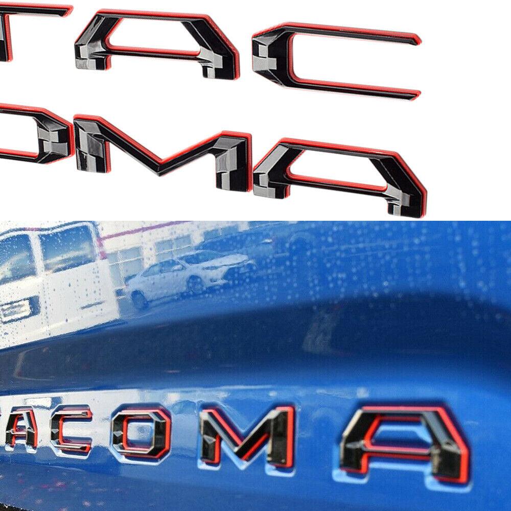 3D Red & Gloss Black Tailgate Letters for Toyota Tacoma 2024-2026, TRD Off-Road Style Tailgate Emblem, No-Drill OEM Look ABS Plastic, Weatherproof Rear Lettering Upgrade for Truck Bed Decor