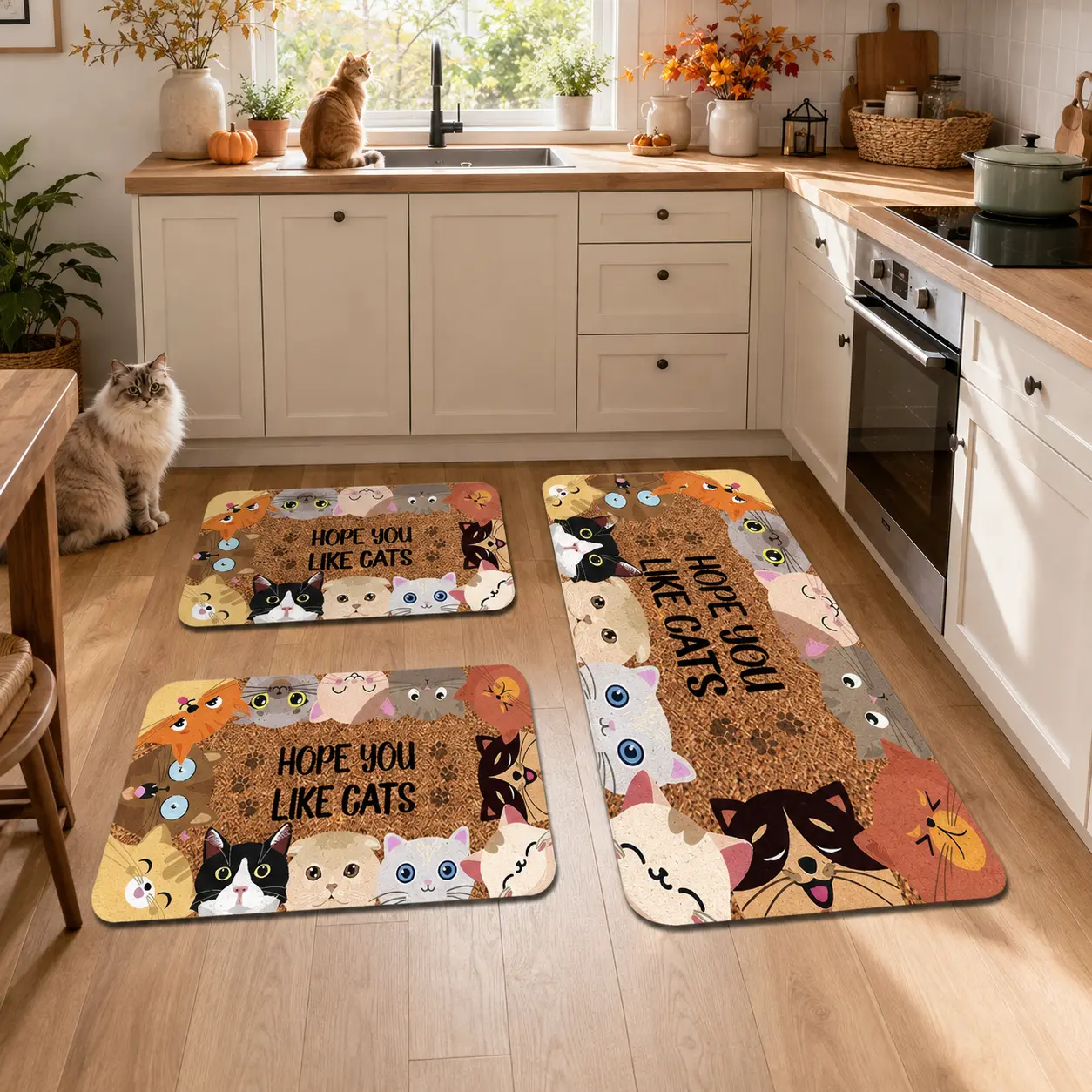 1pc Indoor Entrance Welcome Doormat Cute Cats Print Pattern diatomaceous earth Material Non-Slip Cozy Easy Clean Perfect for Bedroom Living Room Home Decor Doormat Ideal for Holidays Festivals Parties