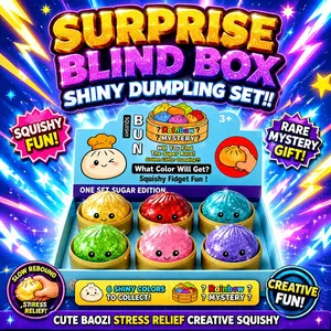 Glossy Shiny Dumpling Baozi Surprise Blind Box, Unique Slow Rebound Squishy Fidget Toy for Anxiety Calming, Rare Limited Mystery Gift Box, Compact Indoor Table Decor Office Relaxation Trinket Holiday Exchange Souvenir