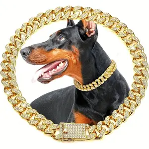 Durable Dog Chain Collar with Buckle, Cuban Link Design, Suitable for Small, Medium, and Large Dogs, Strong and Long-Lasting