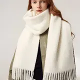 【Black Friday】Solid Color Tassel Decor Scarf, Elegant Thickened Design for Women & Men, Fashion Accessories for Fall & Winter #GLOBAL PICKS