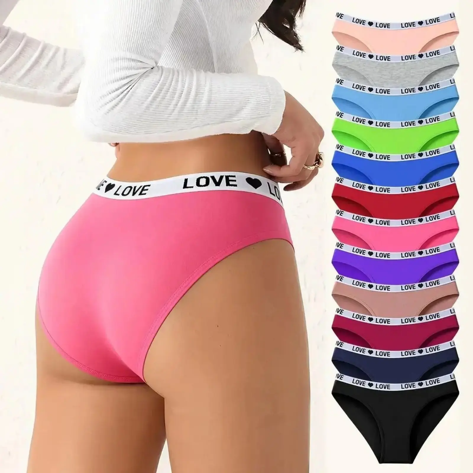 7/10/12 Pack Women’s Cotton Brief Panties, Color Block Letter Print Soft Stretch Underwear, Breathable Comfort Knickers, Lightweight Athletic Intimates For All Day Daily Sports Wear tiktokshopbacktoschool