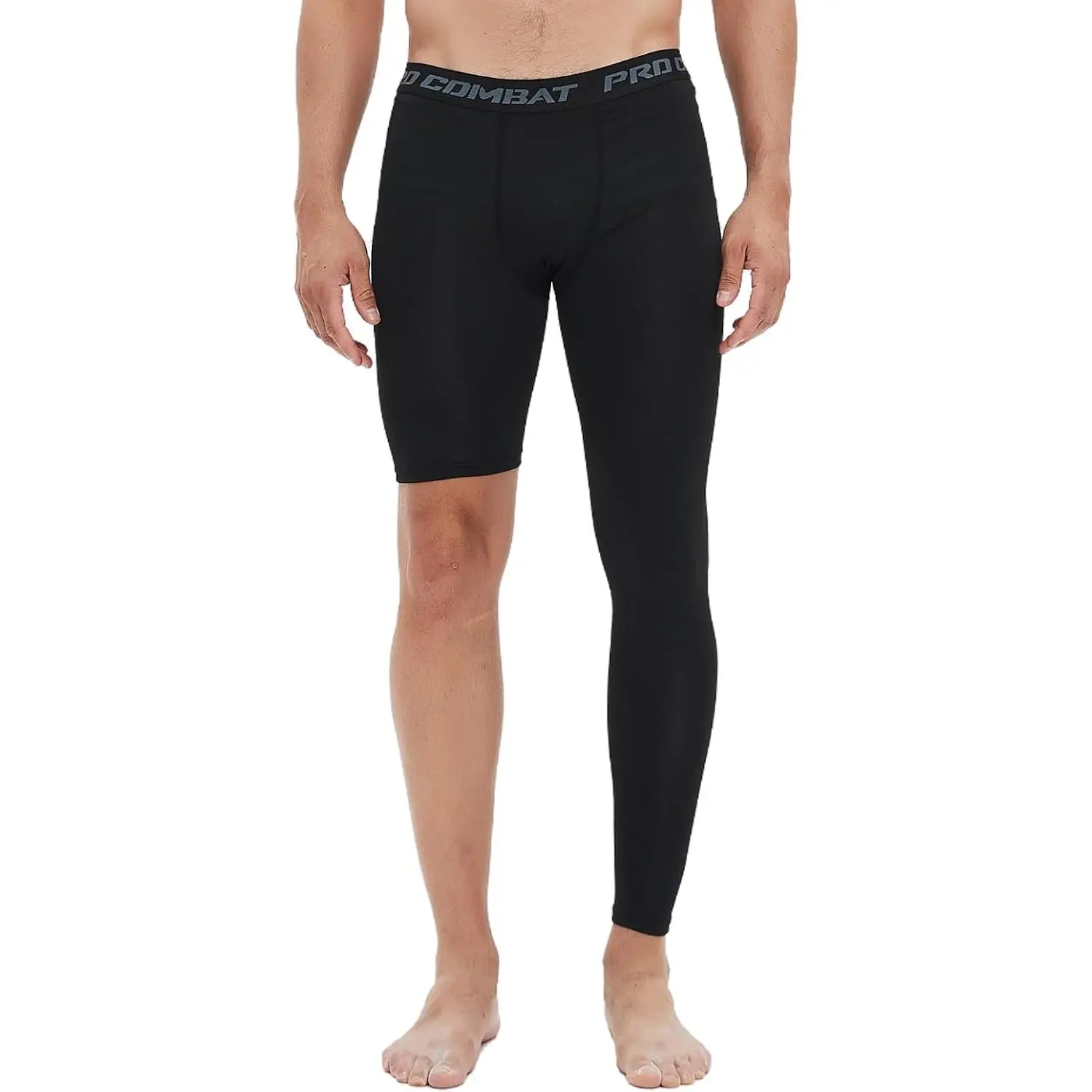 Men's Basketball Single Leg Tight Sports Pants 1/2 One Leg Compression Pants Athletic Base Layer Underwear(Gift)
