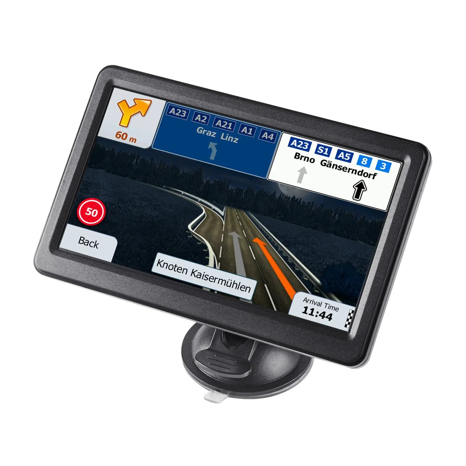 VEVOR 742 Model Car & RV GPS Navigator, 7-in Tempered Glass Anti-Glare Touchscreen, 16GB System, Lifetime Map Updates, Voice Turn-by-Turn Guidance, Overspeed & Red Light Warnings, Custom Routing, 0.43 kg, 1200mAh