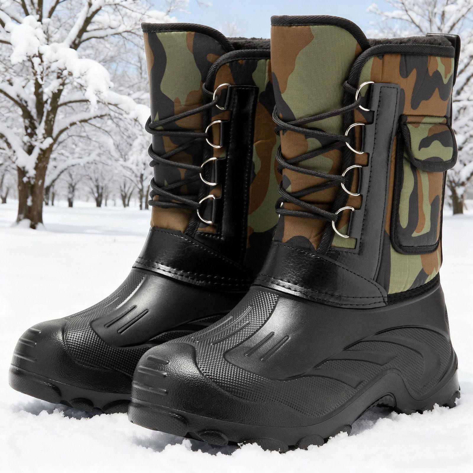 Men's Snow Boots One Piece Warm Long Boots Waterproof Anti Freeze Large Size Cotton Boots