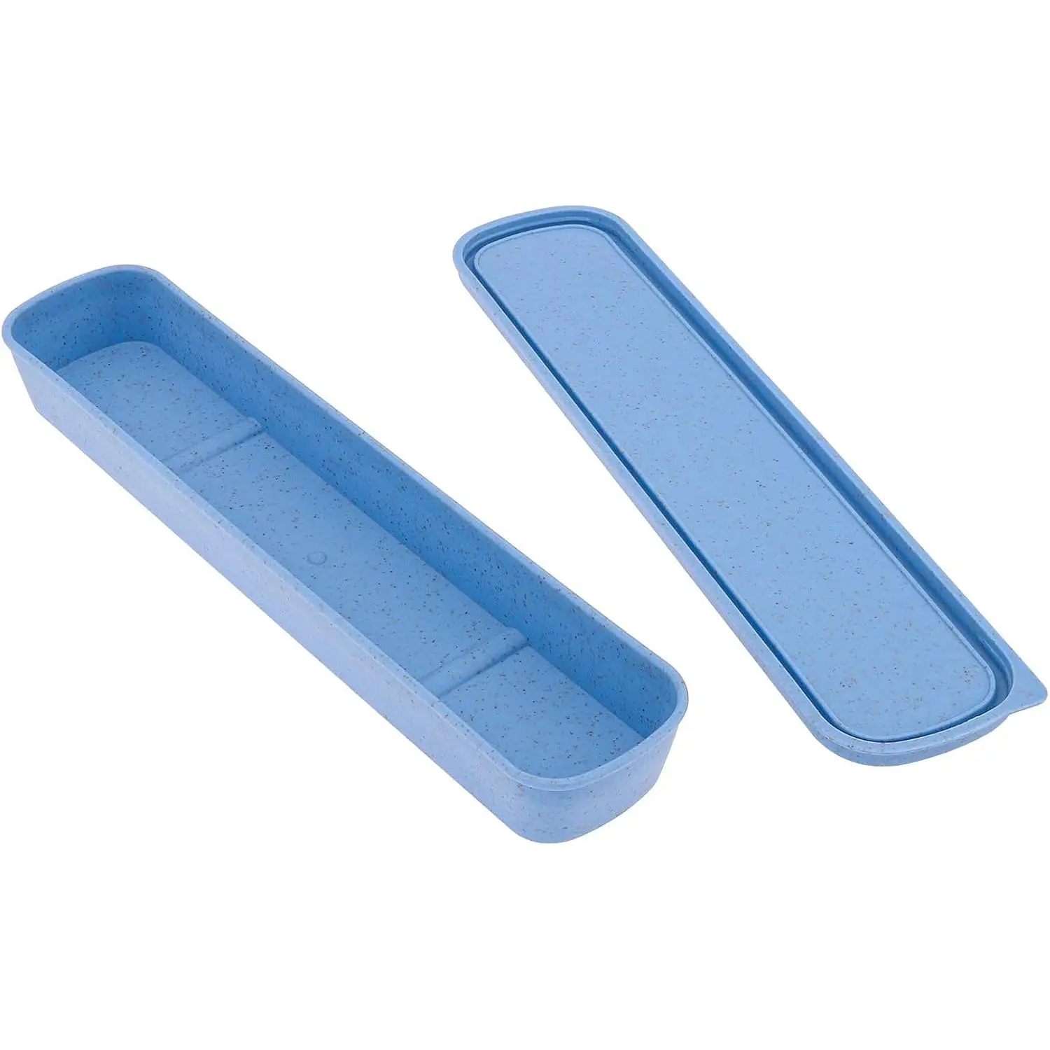 1pcs Portable Flatware Box Travel Tableware Storage Case Box, Utensil Case Flatware Storage Box Cutlery Kit, 9.84 x 2.40 inch (Blue)