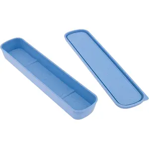 1pcs Portable Flatware Box Travel Tableware Storage Case Box, Utensil Case Flatware Storage Box Cutlery Kit, 9.84 x 2.40 inch (Blue)