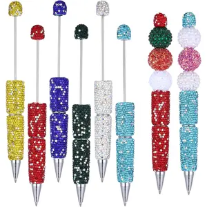 6 count Beadable Pens, Glitter Full Rhinestone Beaded Pens, DIY Craft Fancy Ballpoint for , Plastic, Rhinestones Beads, Cute Trendy School Office Supplies for Women Gifts