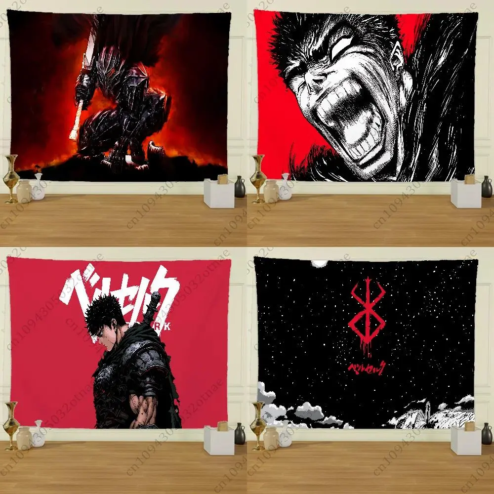 Anime Berserk Synthetic Tapestry Flag - Lightweight, Wrinkle-Resistant, Creative Pattern Z7 Backdrop - Hanging Living Room Wall Art, Happy Birthday Bonfire Party Outdoor Banner (Home & Festive Supplies)