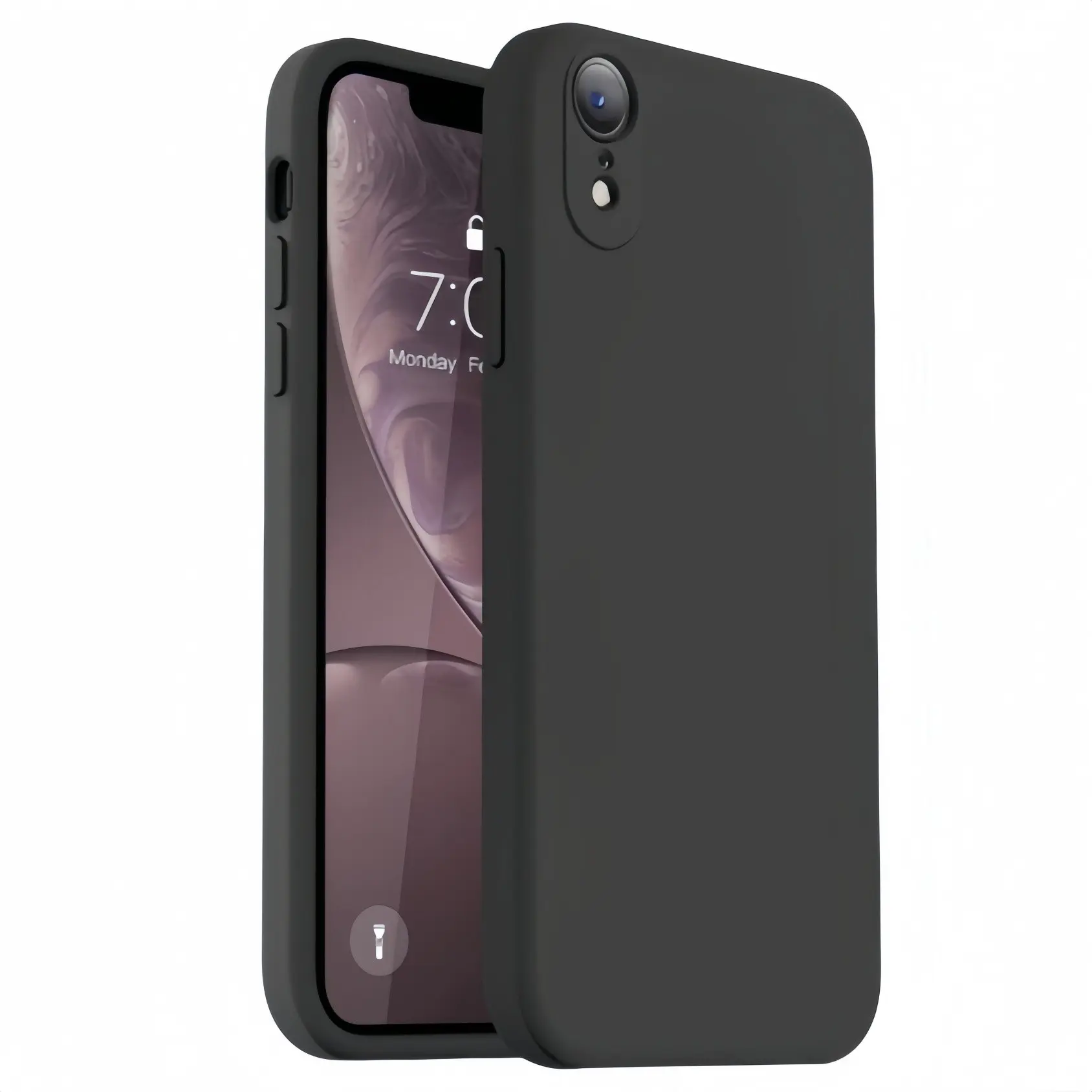 Fashion Solid Colour Liquid Silicone Shockproof Protective Phone Case For iPhone XR ，Minimalist Design with No Fingerprint , Fine Smooth,Soft Anti-Scratch Microfiber Lining Protective Cover