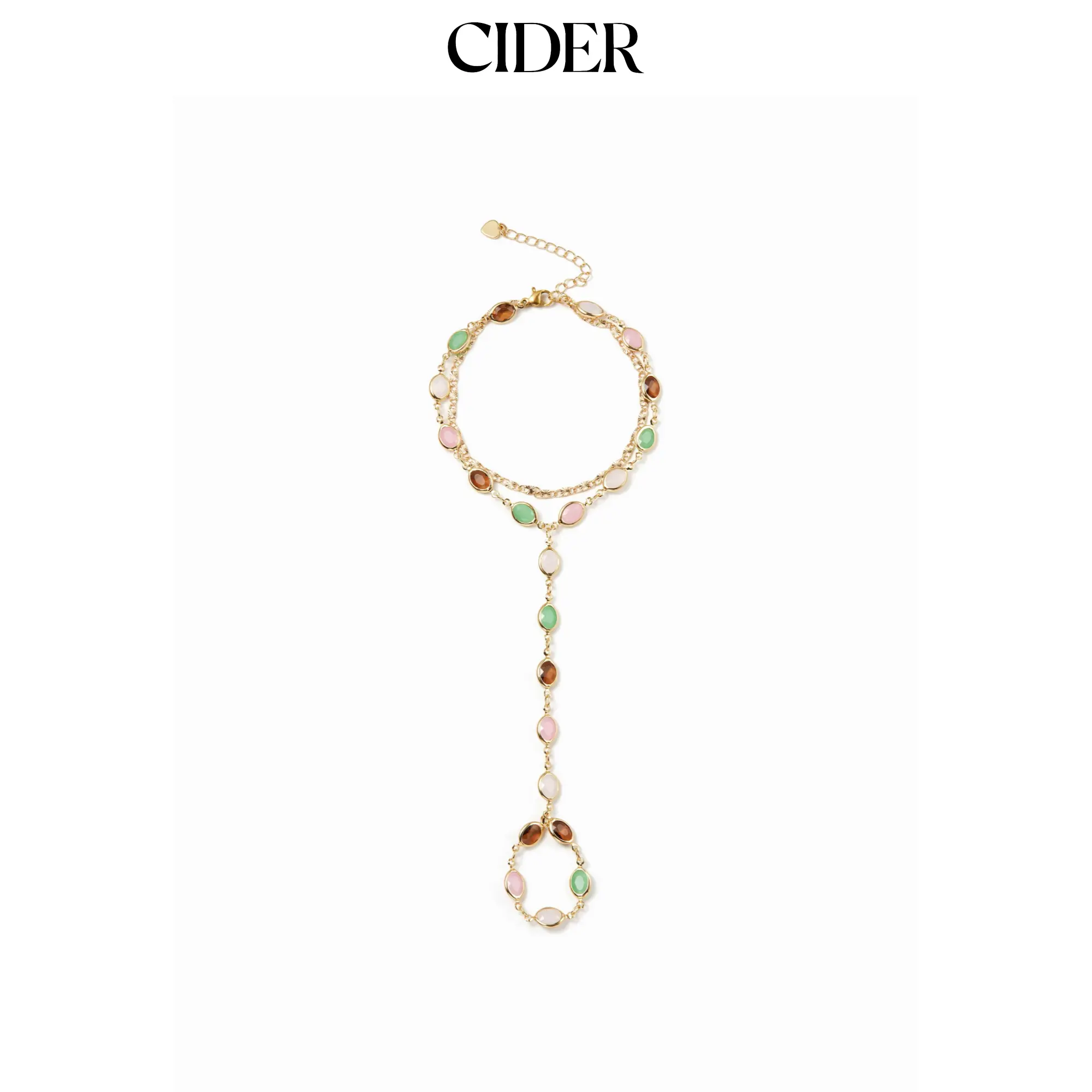 Cider OVAL RESIN LAYERED HAND CHAIN BRACELET Cider OVAL RESIN LAYERED HAND CHAIN BRACELET
