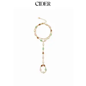 Cider OVAL RESIN LAYERED HAND CHAIN BRACELET