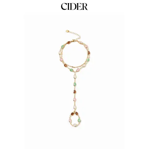 Cider OVAL RESIN LAYERED HAND CHAIN BRACELET