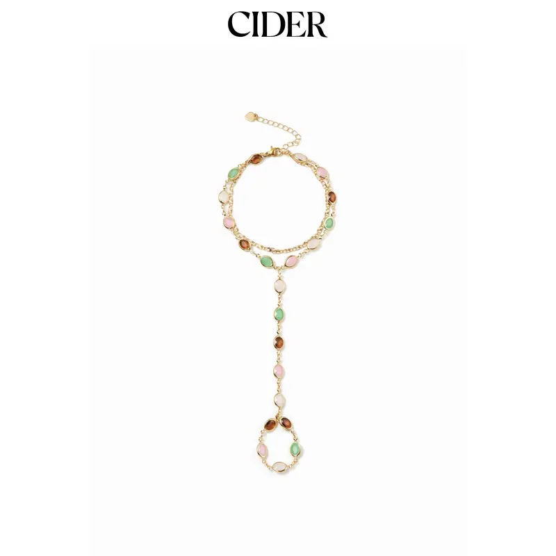 Cider OVAL RESIN LAYERED HAND CHAIN BRACELET