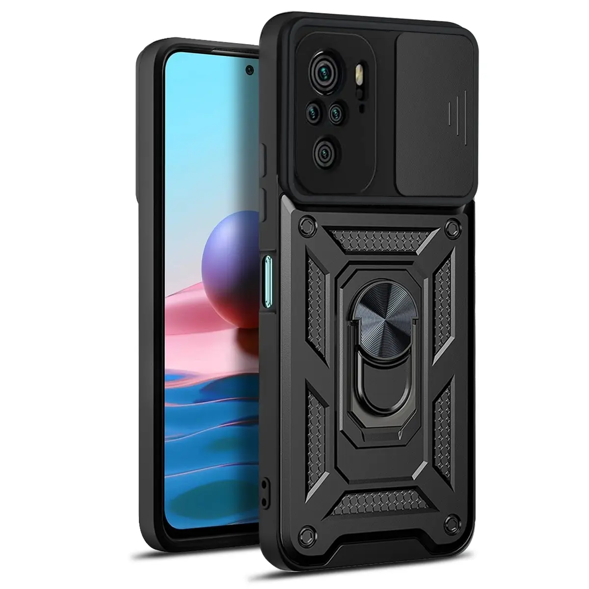 Case for Durable Xiaomi Redmi Note 10 4G/POCO M5S/Redmi Note 10S 4G, Anti-Drop, Scratch-Resistant, Dustproof, 360° Rotating Ring Stand for Xiaomi Redmi Note 10 4G/POCO M5S/Redmi Note 10S 4G Phone Case
