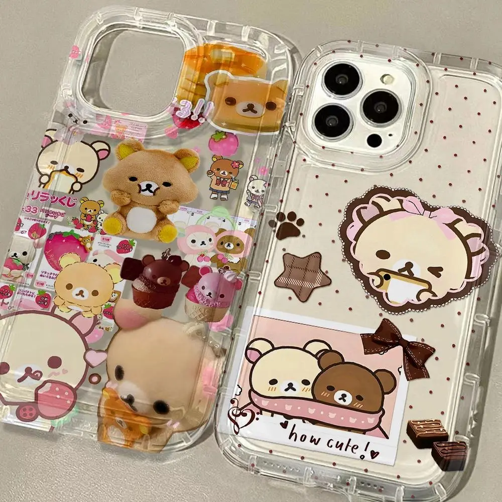 Cartoon R-Rilakkumas Phone Case for iPhone 17 16 15 14 13 12 11 Pro Max & Samsung S26-S22 Ultra, Heavy Duty Shockproof Anti-Drop Protective Cover