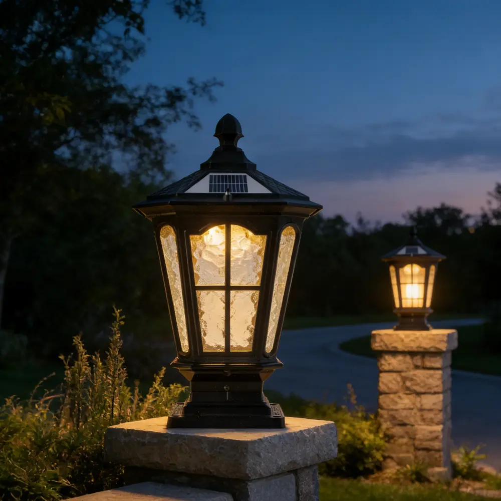 Black Aluminum Outdoor Post Light, Vintage Garden Pillar Lantern with Retro European Design, Energy Saving Column Lamp for Porch, Patio, Yard, Pathway, Driveway, Landscape Lighting, Traditional Decorative Exterior Light Fixture